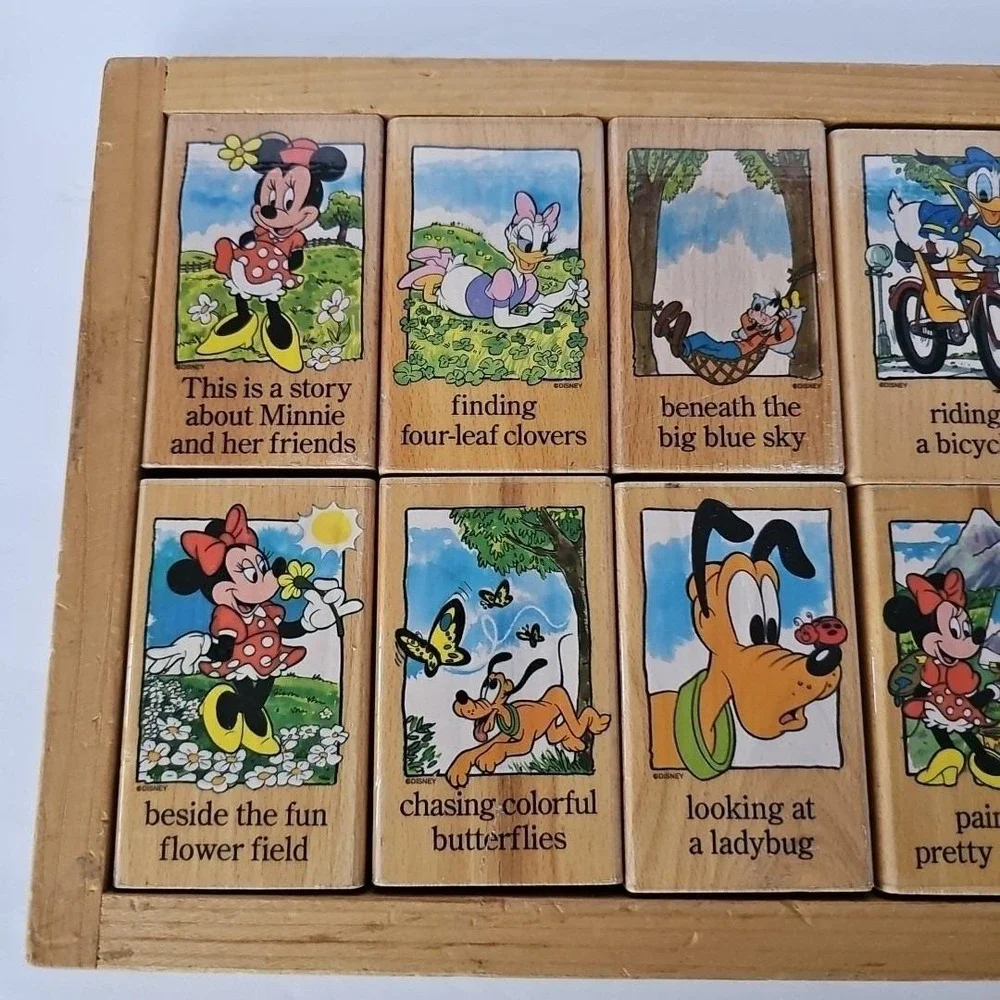 Vtg Disney Mickey Minnie Mouse & Friends Changing Storyline Blocks Puzzle 1752